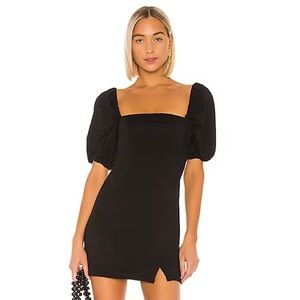 Revolve Tularosa Black Fitted Knit Dress with Puff Sleeves